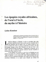 Les épopées royales africaines, de l’oral à l’écrit, du mythe à l’histoire