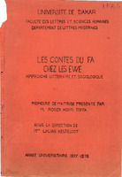 Les contes du FA chez les Ewe : approche littéraire et sociologique