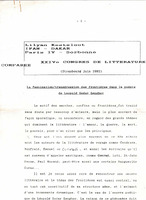 La fascination / transgression des frontières dans la poésie de Léopold Sédar Senghor