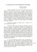 La Négritude et son expression littéraire