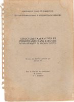 Structures narratives et personnages dans l'œuvre romanesque de Henri Lopès