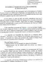 Senghor, la Négritude et la Francophonie au seuil du XXIe siècle